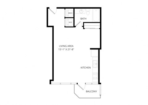 a floor plan of a 1 bedroom floor plan